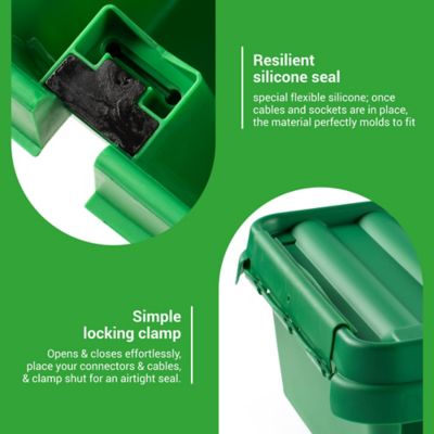 Image showing 5 th SOCKiTBOX The Original Weatherproof Connection Box - Large Indoor & Outdoor Electrical Power Cord Enclosure, Green, Medium