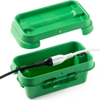 SOCKiTBOX The Original Weatherproof Connection Box - Large Indoor & Outdoor Electrical Power Cord Enclosure, Green, Small