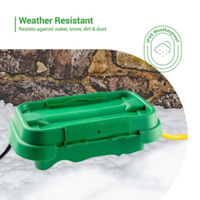 Image showing  The Original Weatherproof Connection Box - Large Indoor & Outdoor Electrical Power Cord Enclosure, Green, Small