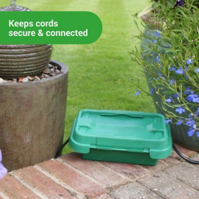 Image showing  The Original Weatherproof Connection Box - Large Indoor & Outdoor Electrical Power Cord Enclosure, Green, Small