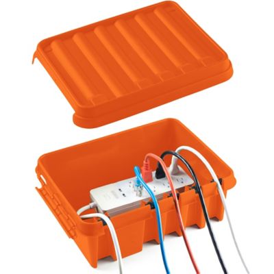 SOCKiTBOX The Original Weatherproof Connection Box - Large Indoor & Outdoor Electrical Power Cord Enclosure, Orange, Large