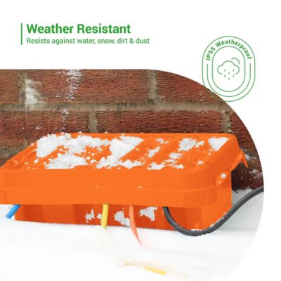 Image showing  The Original Weatherproof Connection Box - Large Indoor & Outdoor Electrical Power Cord Enclosure, Orange, Large