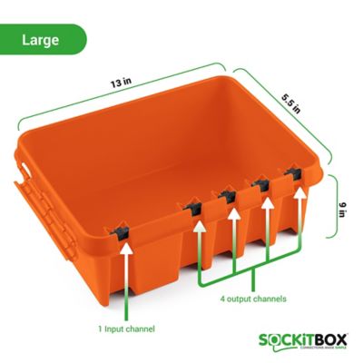 Image showing  The Original Weatherproof Connection Box - Large Indoor & Outdoor Electrical Power Cord Enclosure, Orange, Large