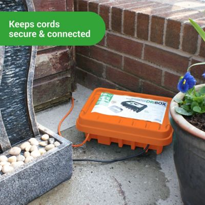 Image showing  The Original Weatherproof Connection Box - Large Indoor & Outdoor Electrical Power Cord Enclosure, Orange, Large
