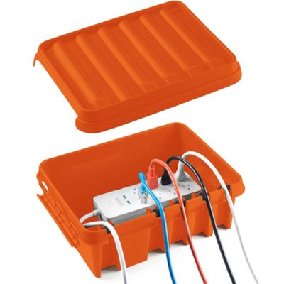 SOCKiTBOX The Original Weatherproof Connection Box - Large Indoor & Outdoor Electrical Power Cord Enclosure, Orange, Medium