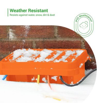 Image showing  The Original Weatherproof Connection Box - Large Indoor & Outdoor Electrical Power Cord Enclosure, Orange, Medium
