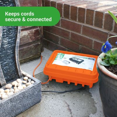 Image showing  The Original Weatherproof Connection Box - Large Indoor & Outdoor Electrical Power Cord Enclosure, Orange, Medium