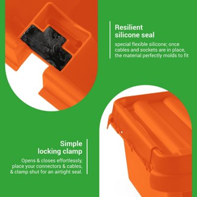Image showing 5 th SOCKiTBOX The Original Weatherproof Connection Box - Large Indoor & Outdoor Electrical Power Cord Enclosure, Orange, Medium