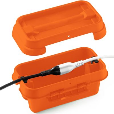 SOCKiTBOX The Original Weatherproof Connection Box - Large Indoor & Outdoor Electrical Power Cord Enclosure, Orange, Small