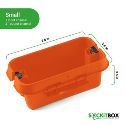Image showing  The Original Weatherproof Connection Box - Large Indoor & Outdoor Electrical Power Cord Enclosure, Orange, Small