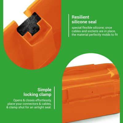Image showing 5 th SOCKiTBOX The Original Weatherproof Connection Box - Large Indoor & Outdoor Electrical Power Cord Enclosure, Orange, Small