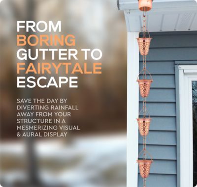 Image showing  Copper Hammered Rain Chain - Bell, 3 ft.