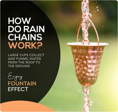 Image showing 6 th Marrgon Copper Hammered Rain Chain - Bell, 3 ft.