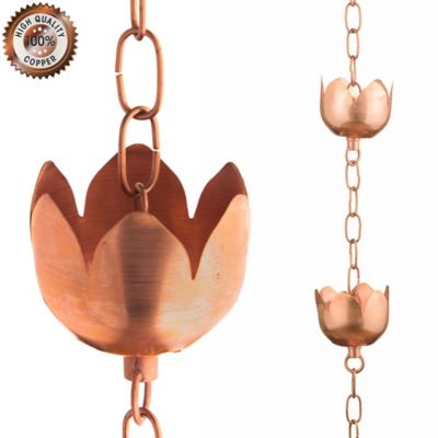 Marrgon Copper Rain Chain - Tulip, 3 ft.