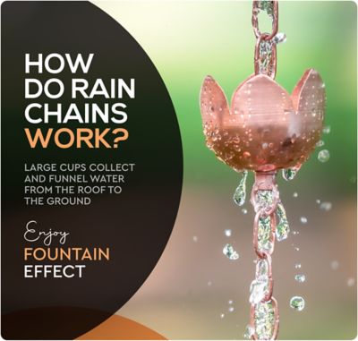 Image showing 6 th Marrgon Copper Rain Chain - Tulip, 3 ft.