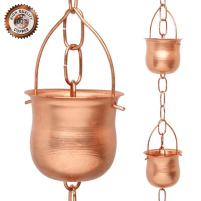 Marrgon Copper Rain Chain - Pot, 3 ft.