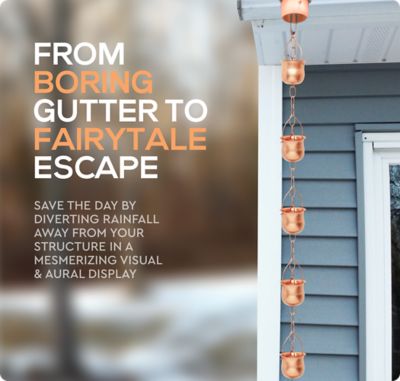 Image showing  Copper Rain Chain - Pot, 3 ft.