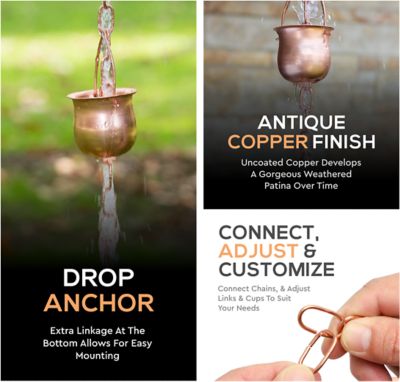 Image showing 7 th Marrgon Copper Rain Chain - Pot, 3 ft.