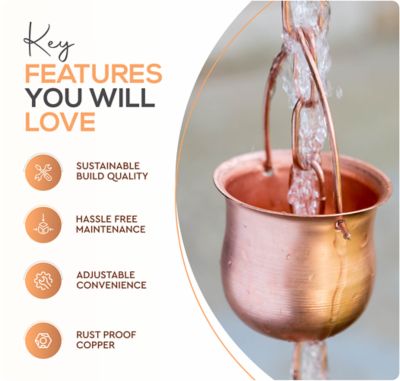 Image showing  Copper Rain Chain - Pot, 8.5 ft.