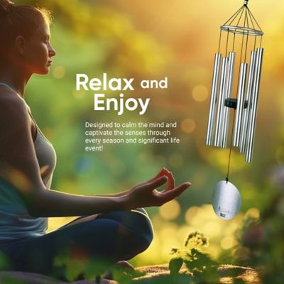 Image showing  Aureole Tuned Wind Chime, 42 in. Silver