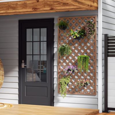 Image showing  4 ft. x 8 ft. California Redwood Garden Vinyl Lattice