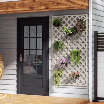 Image showing  4 ft. x 8 ft. Clay Classic Diamond Vinyl Lattice