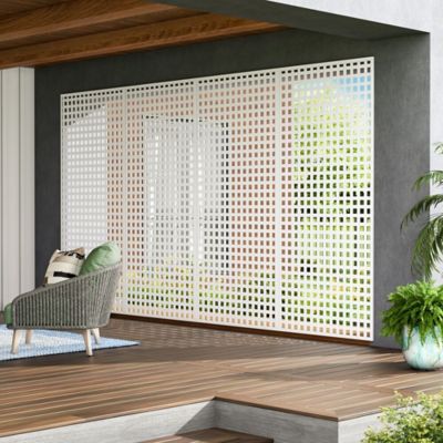 Image showing  4 ft. x 8 ft. White Privacy Square Vinyl Lattice