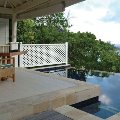 Image showing 5 th FREESTYLE 4 ft. x 8 ft. White Privacy Diamond Vinyl Lattice