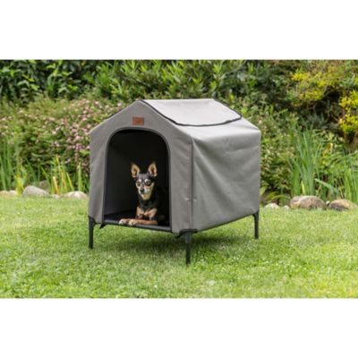 Image showing  2-in-1 Elevated Dog House, Portable Pet Camping Cot & Tent, Raised Bed & Dog Shade