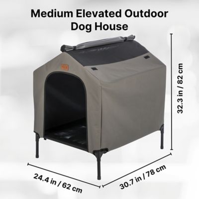 Image showing  2-in-1 Elevated Dog House, Portable Pet Camping Cot & Tent, Raised Bed & Dog Shade