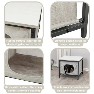 Image showing  Emmie Indoor Cat Condo, Cat Bed Side Table & Nightstand, Cat Hideaway Cave with Cozy Cushion