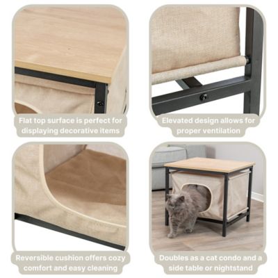 Image showing  Emmie Indoor Cat Condo, Cat Bed Side Table & Nightstand, Cat Hideaway Cave with Cozy Cushion