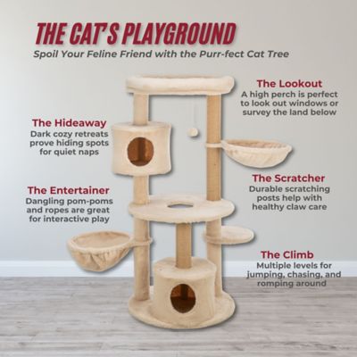 Image showing  Anna 50 in. Cat Tree, Scratching Posts, Cat Tower with Condos, Hammocks, Platforms, Hanging Cat Toy