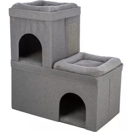 TRIXIE Crazy Cube Stackable Cat Condo Indoor Cat House with Scratching Post Foldable Cat Cave 2 Floors Cat Trees & Condos