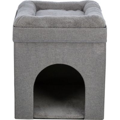 TRIXIE Crazy Cube Stackable Cat Condo, Indoor Cat House with Scratching Pad, Foldable Cat Hideaway Cave, 1-Story