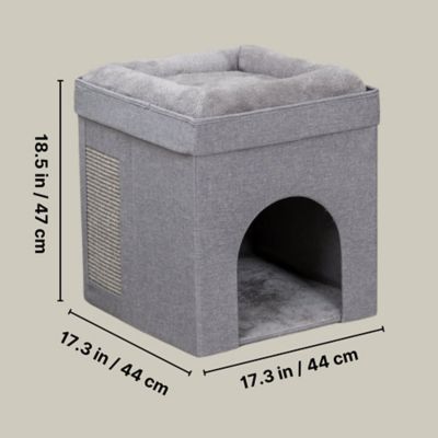 Image showing  Crazy Cube Stackable Cat Condo, Indoor Cat House with Scratching Pad, Foldable Cat Hideaway Cave, 1-Story