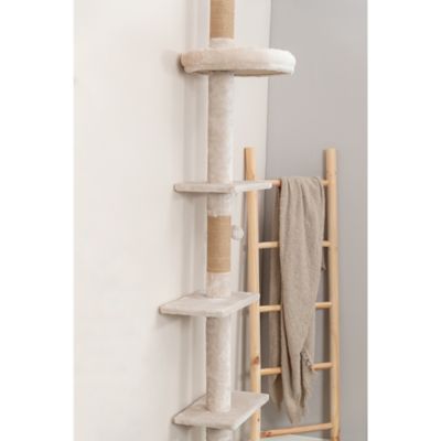 Image showing  Kobe Cat Tree, 4-Level Cat Tower, Adjustable Tension 90.5-104 in.Ceiling Mount, Large Sisal Cat Scratcher