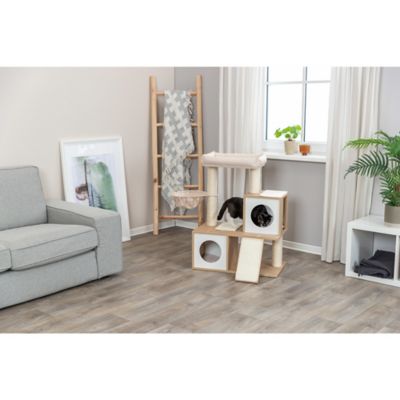 Image showing  Addison 35.5 in. Cat Tree, Modern Wood Cat Tower, Sisal Scratching Posts & Pads, 2 Condos, Hammock, Cozy Bed