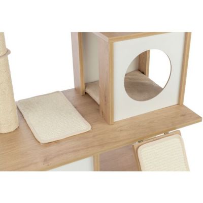 Image showing  Addison 35.5 in. Cat Tree, Modern Wood Cat Tower, Sisal Scratching Posts & Pads, 2 Condos, Hammock, Cozy Bed