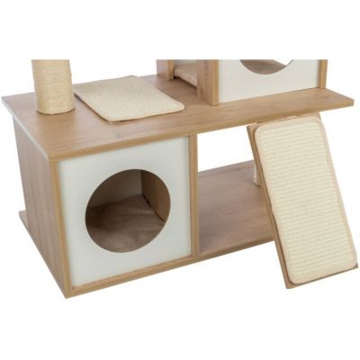 Image showing  Addison 35.5 in. Cat Tree, Modern Wood Cat Tower, Sisal Scratching Posts & Pads, 2 Condos, Hammock, Cozy Bed