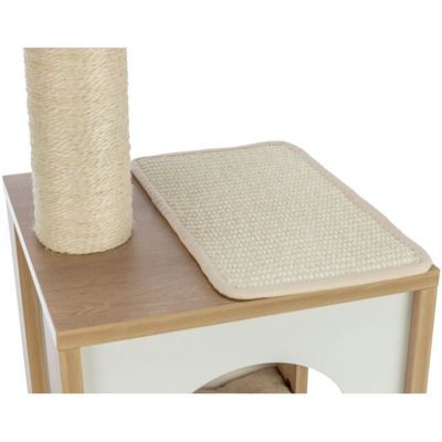 Image showing  Addison 35.5 in. Cat Tree, Modern Wood Cat Tower, Sisal Scratching Posts & Pads, 2 Condos, Hammock, Cozy Bed