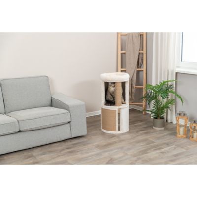 Image showing  Giorgia 32 in. Cat Tower, Combo Plush & Sisal Covered Surfaces, Scratching Posts, Indoor Cat Condo with Padded Bed