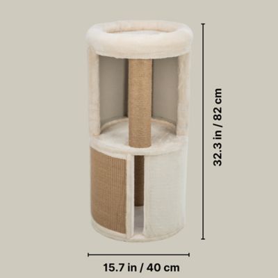 Image showing  Giorgia 32 in. Cat Tower, Combo Plush & Sisal Covered Surfaces, Scratching Posts, Indoor Cat Condo with Padded Bed