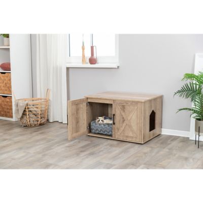 Image showing  XL Farmhouse Litter Box Enclosure Furniture, Indoor Cat House, Hidden Cat Litter Box, Cat Washroom