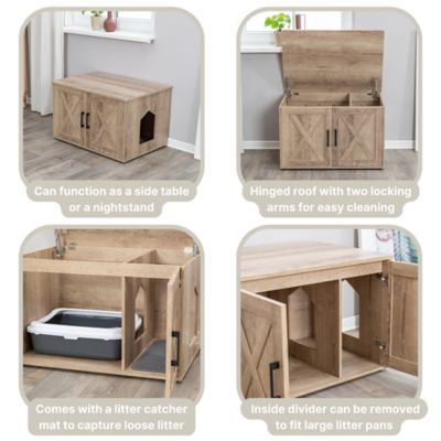 Image showing 6 th TRIXIE XL Farmhouse Litter Box Enclosure Furniture, Indoor Cat House, Hidden Cat Litter Box, Cat Washroom