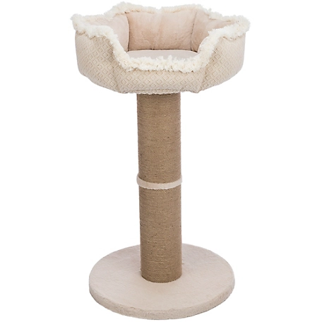 TRIXIE Boho 32 in.Cat Tree with Jute Scratching Post, Plush Platform with Removable Cat Bed, Thick Heavy Base Plate