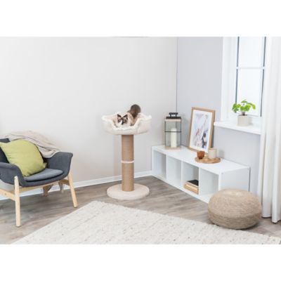 Image showing  Boho 32 in.Cat Tree with Jute Scratching Post, Plush Platform with Removable Cat Bed, Thick Heavy Base Plate