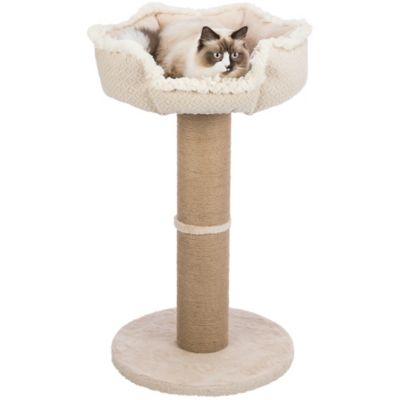 Image showing  Boho 32 in.Cat Tree with Jute Scratching Post, Plush Platform with Removable Cat Bed, Thick Heavy Base Plate