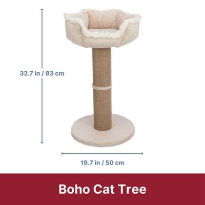 Image showing  Boho 32 in.Cat Tree with Jute Scratching Post, Plush Platform with Removable Cat Bed, Thick Heavy Base Plate