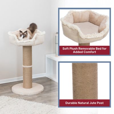 Image showing  Boho 32 in.Cat Tree with Jute Scratching Post, Plush Platform with Removable Cat Bed, Thick Heavy Base Plate